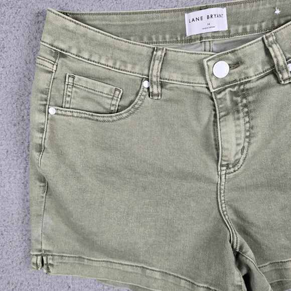 Lane Bryant Womens Shorts 14 Green Signature Fit Flex Magic Waistband Stretch - Picture 10 of 16